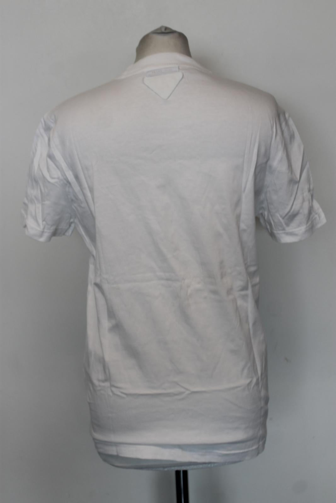PRADA Ladies White Cotton Short Sleeve T-Shirt S NEW