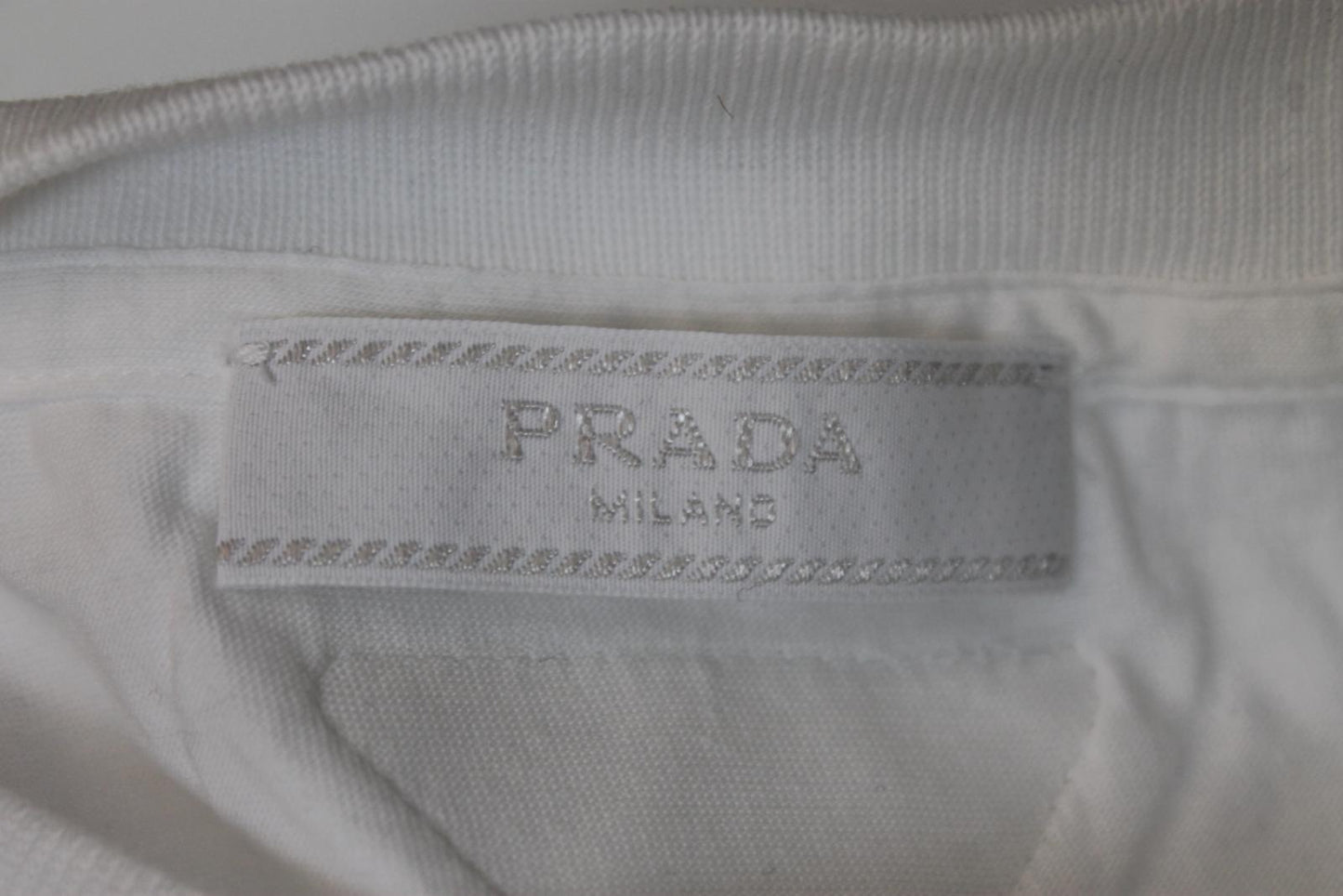 PRADA Ladies White Cotton Short Sleeve T-Shirt S NEW