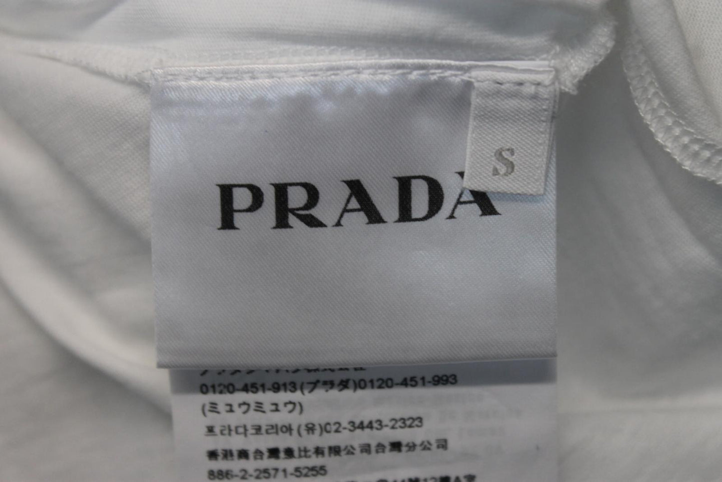 PRADA Ladies White Cotton Short Sleeve T-Shirt S NEW