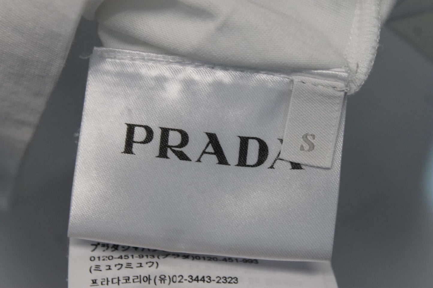 PRADA Ladies White Cotton Short Sleeve T-Shirt Size S NEW