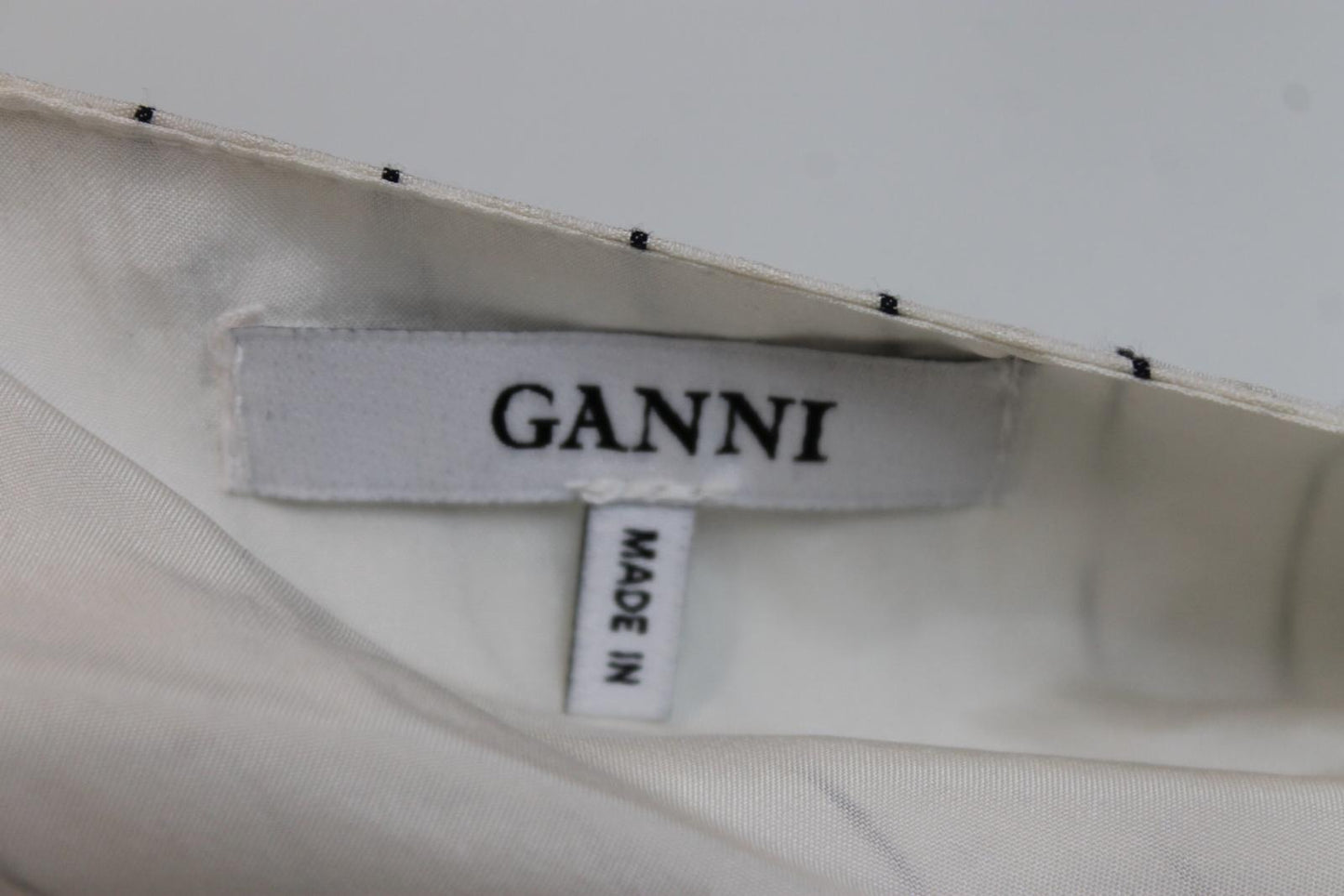 GANNI Ladies White Silk Striped Half Sleeve Hi-Low Wrap Dress EU36 UK8 NEW