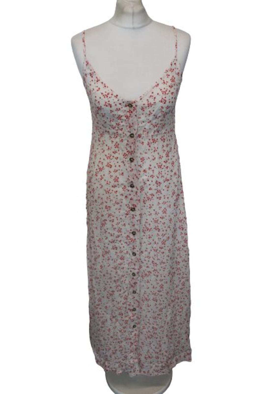 GANNI Ladies White/Red Floral Sleeveless Midi Summer Dress EU36 UK8 BNWT