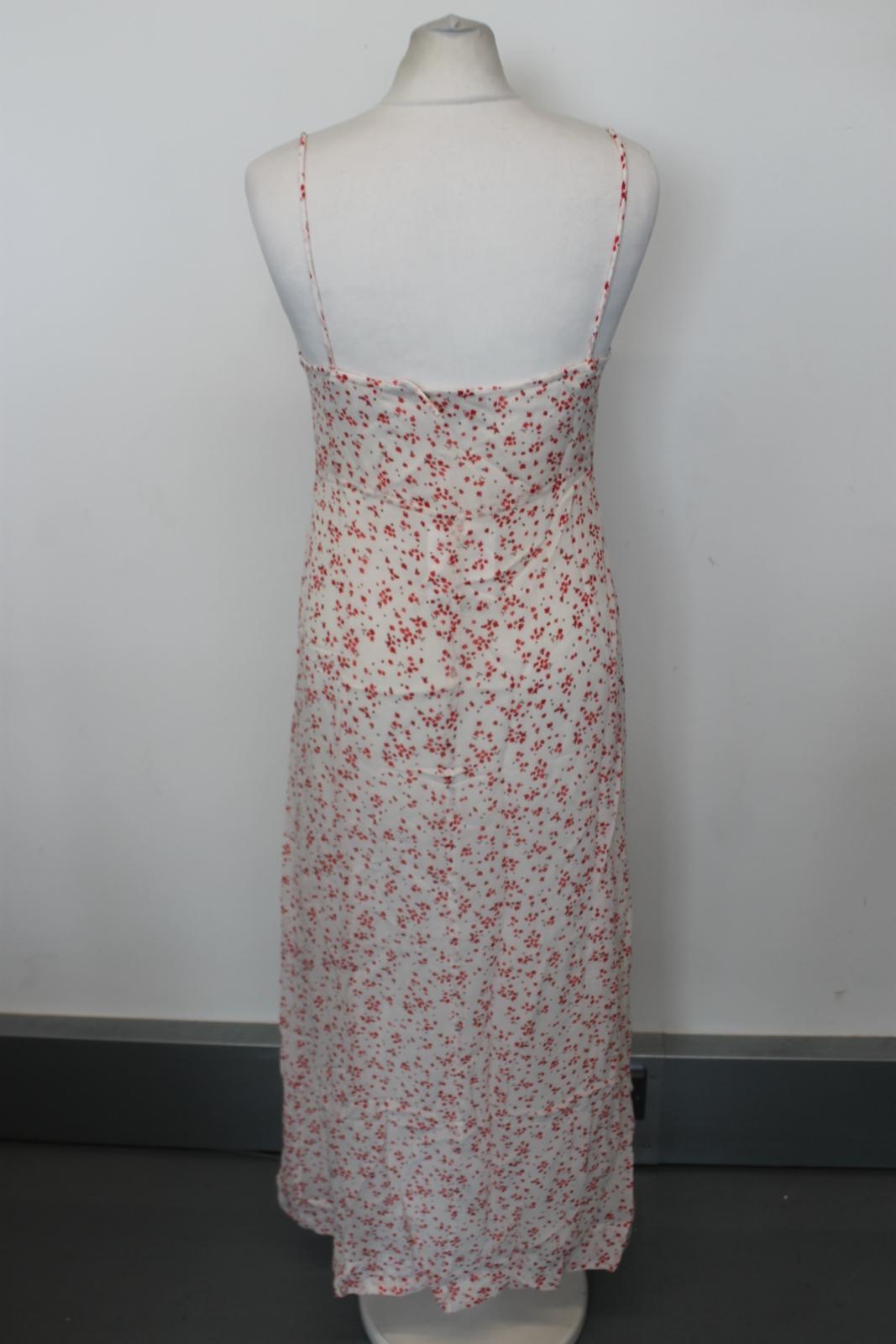 GANNI Ladies White/Red Floral Sleeveless Midi Summer Dress EU36 UK8 BNWT