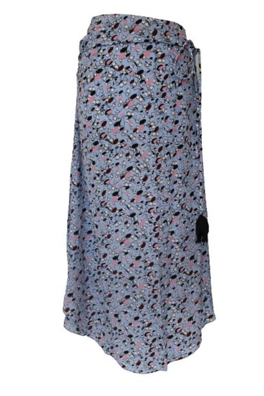 MARNI Ladies Blue Floral Silk Long Tie Waist Maxi Skirt EU36 UK8 NEW