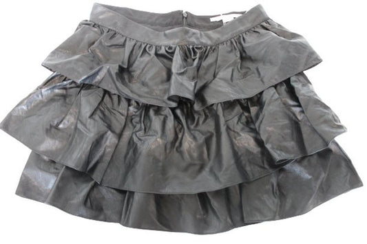 STELLA MCCARTNEY Ladies Black Faux Leather Tiered Mini Skirt EU38 UK10 BNWT