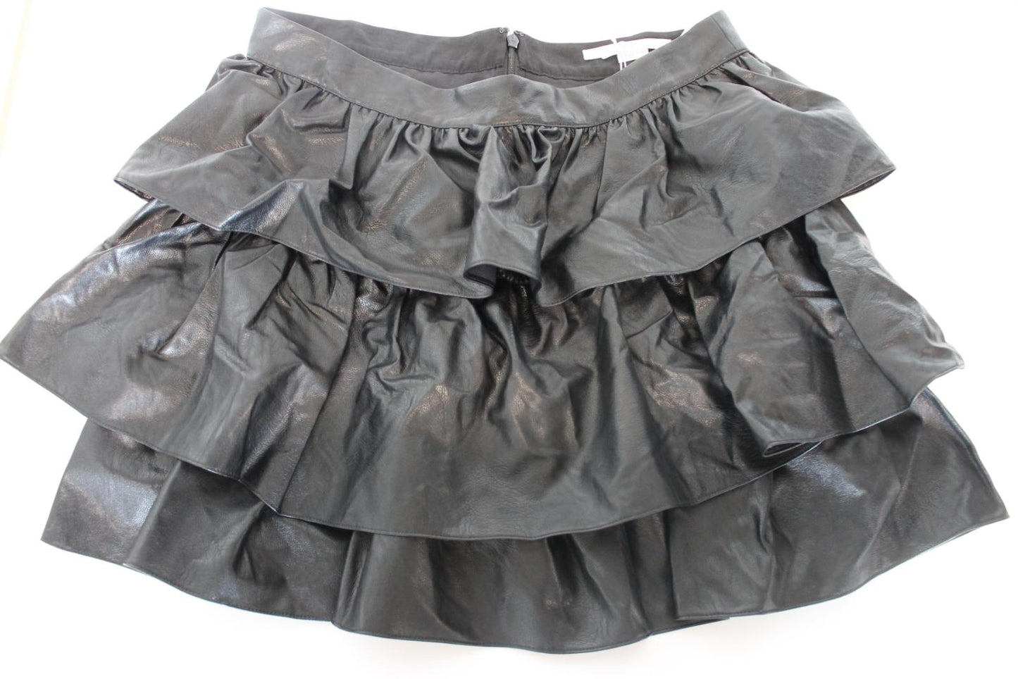 STELLA MCCARTNEY Ladies Black Faux Leather Tiered Mini Skirt EU38 UK10 BNWT