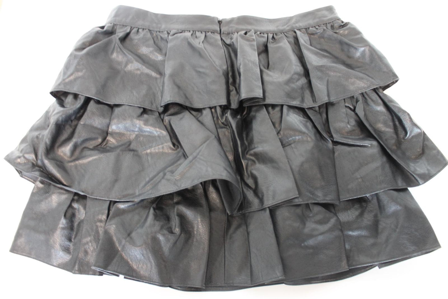STELLA MCCARTNEY Ladies Black Faux Leather Tiered Mini Skirt EU38 UK10 BNWT
