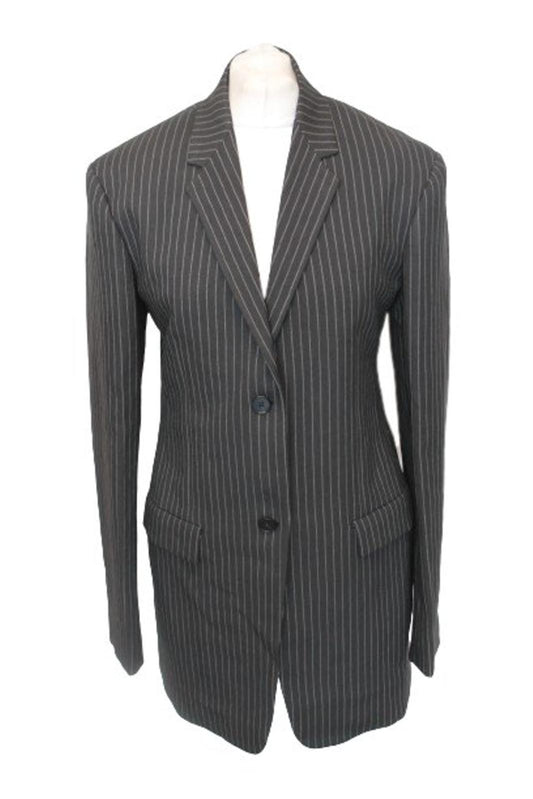 JIL SANDER Ladies Grey Pinstripe Long Blazer Jacket EU34 UK6 BNWT