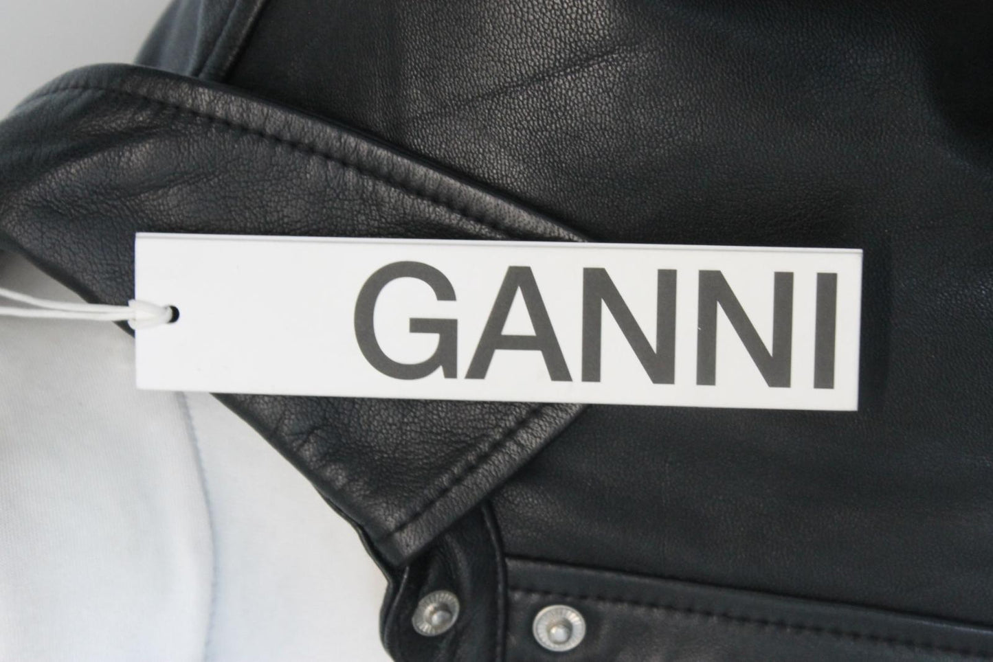 GANNI Ladies Black Lamb Leather Wide-Sleeve Fitted Jacket EU36 UK8 BNWT