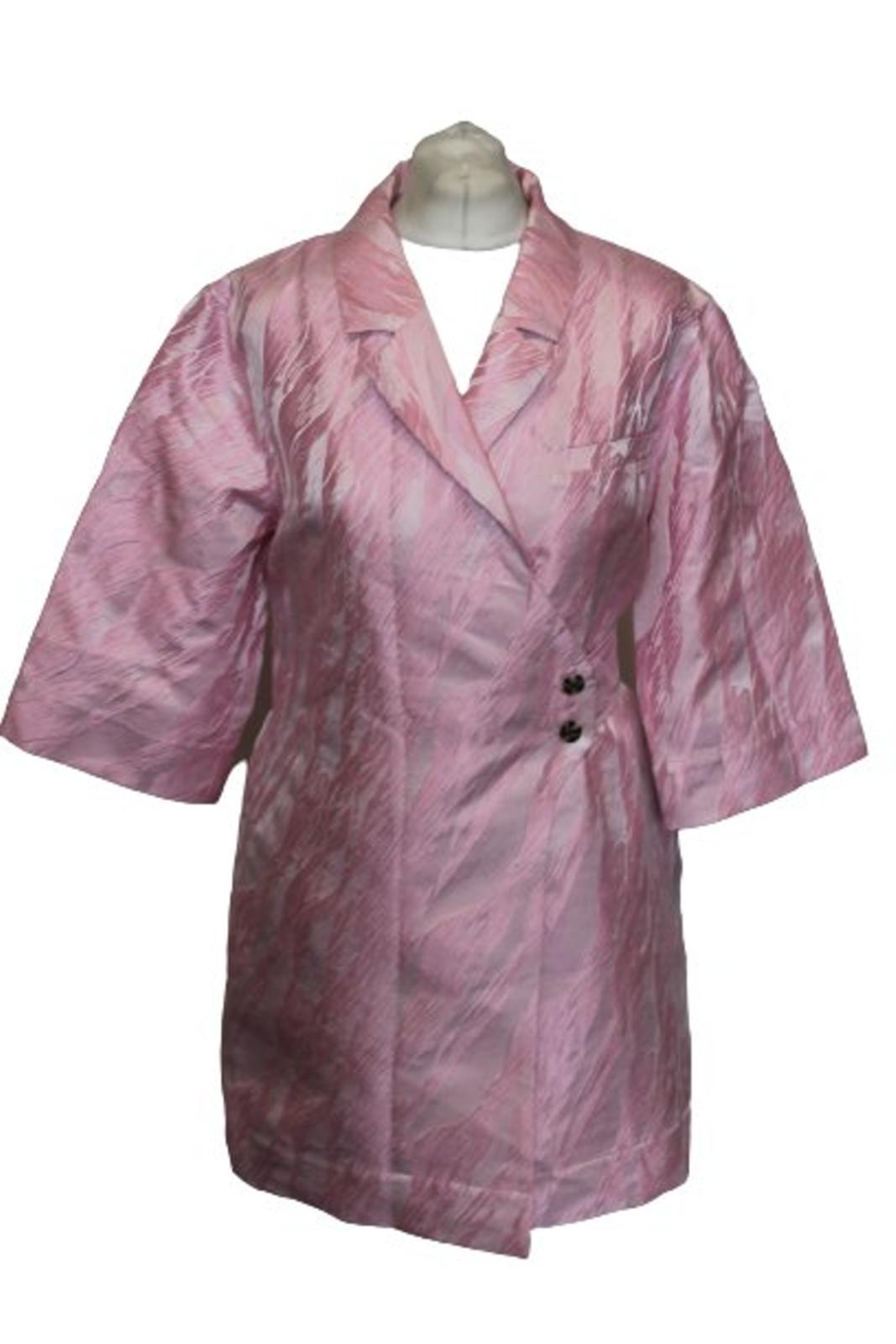 GANNI Ladies Pink Cinched Waist Half Sleeve Robe Jacket EU38 UK10 NEW