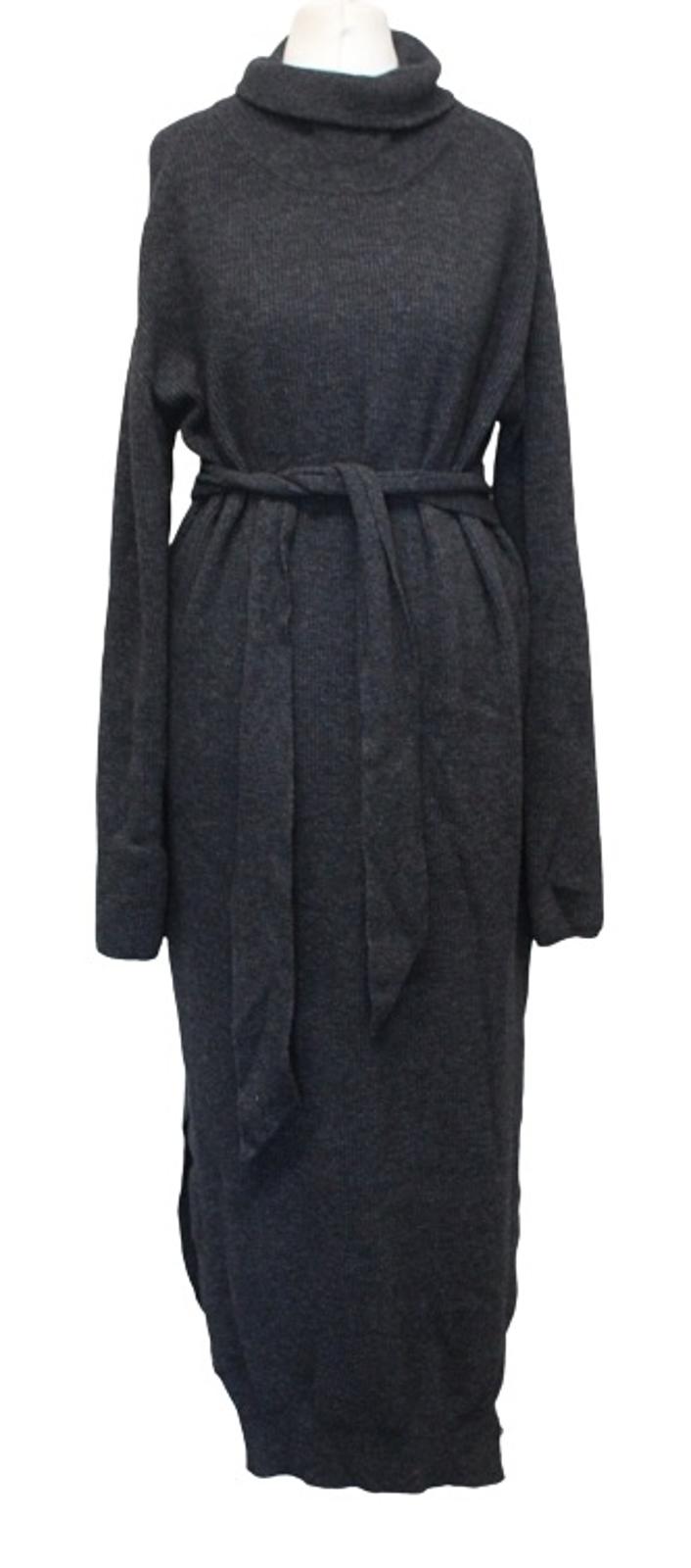 NANUSHKA Ladies Canaan Charcoal Grey Turtle Neck Wool Cashmere Dress S BNWT