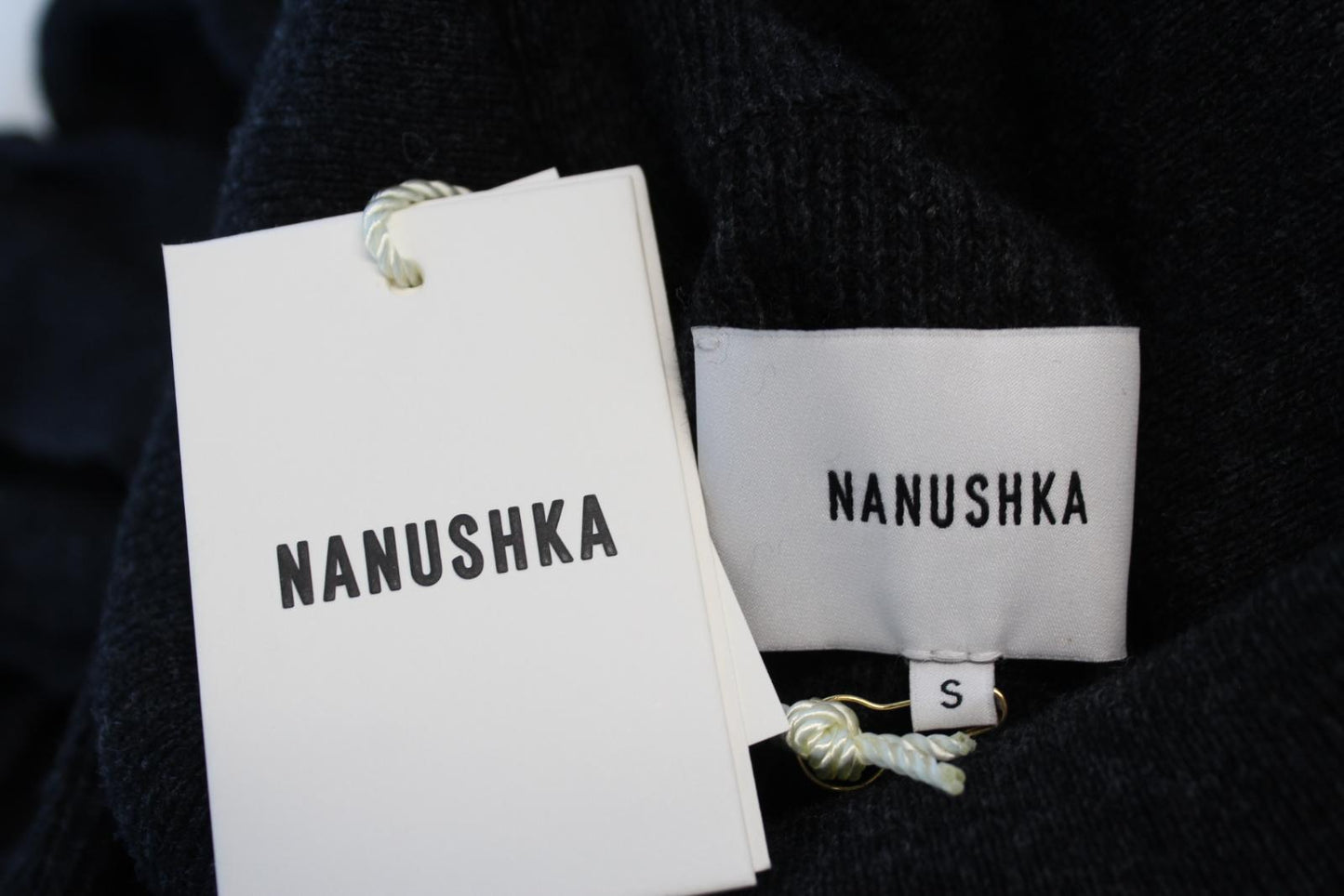 NANUSHKA Ladies Canaan Charcoal Grey Turtle Neck Wool Cashmere Dress S BNWT
