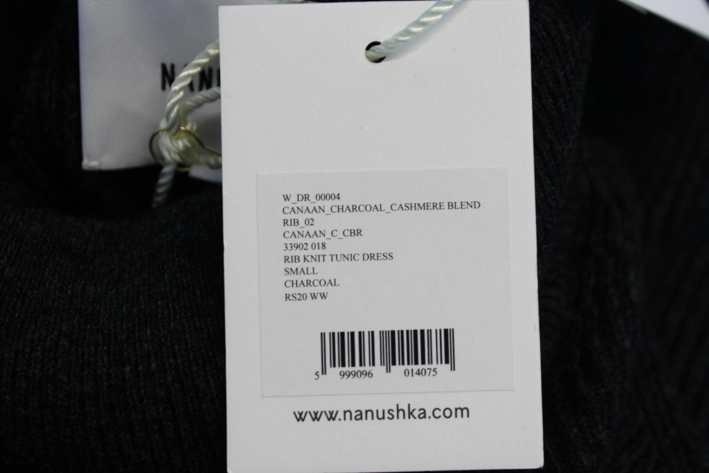NANUSHKA Ladies Canaan Charcoal Grey Turtle Neck Wool Cashmere Dress S BNWT