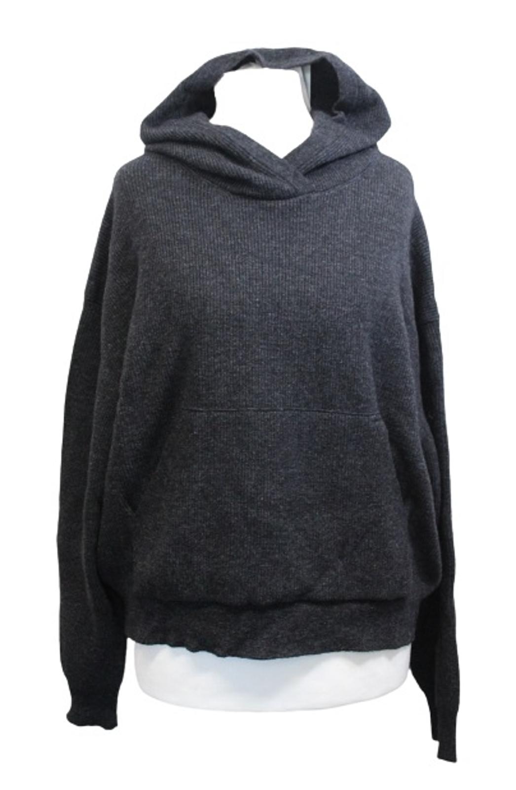 NANUSHKA Ladies Mog Charcoal Grey Wool Cashmere Blend Ribbed Hoodie L NEW