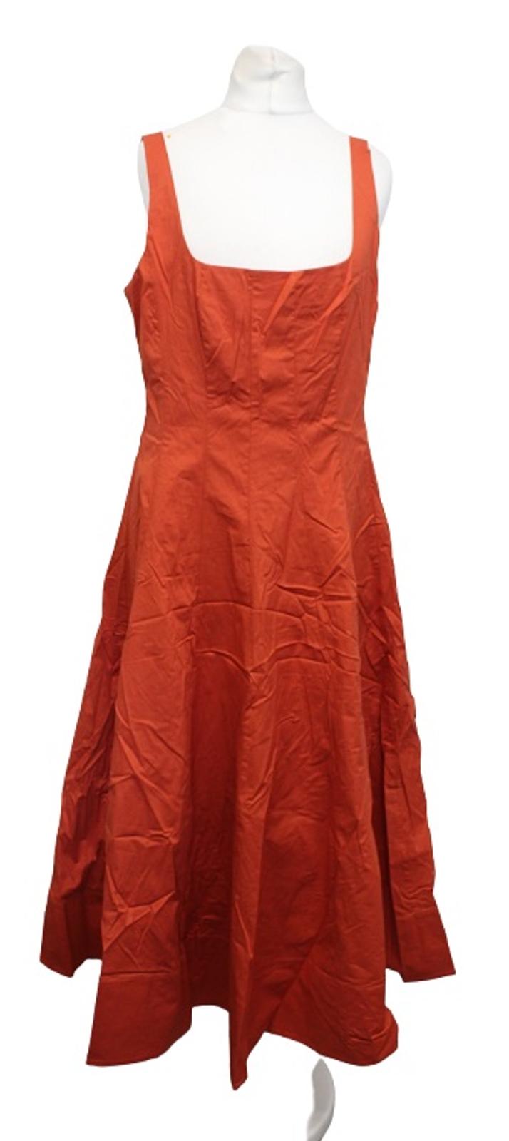 STAUD Ladies Wells Rust Brown Sleeveless Fit & Flare Midi Dress UK10 NEW