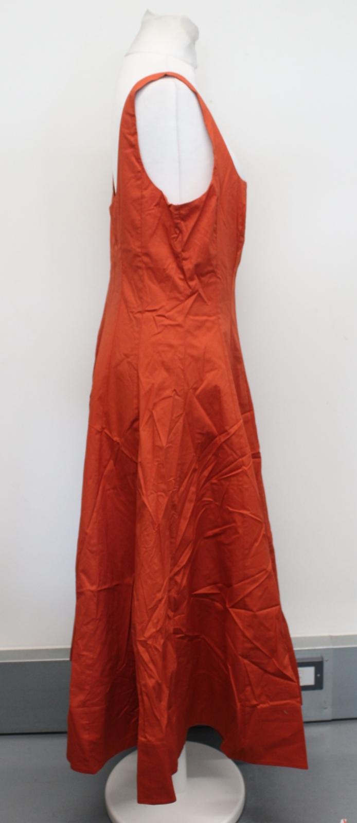 STAUD Ladies Wells Rust Brown Sleeveless Fit & Flare Midi Dress UK10 NEW