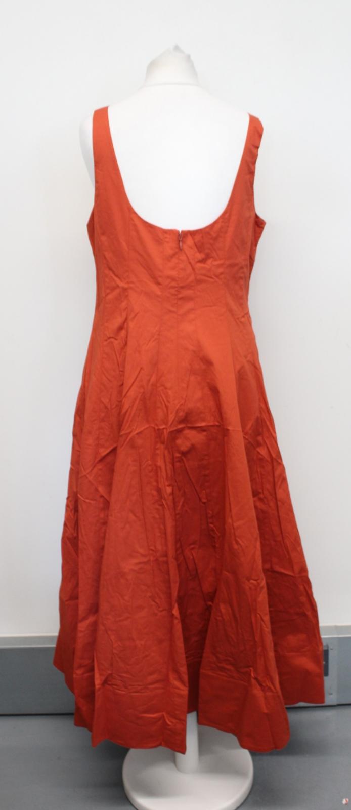 STAUD Ladies Wells Rust Brown Sleeveless Fit & Flare Midi Dress UK10 NEW