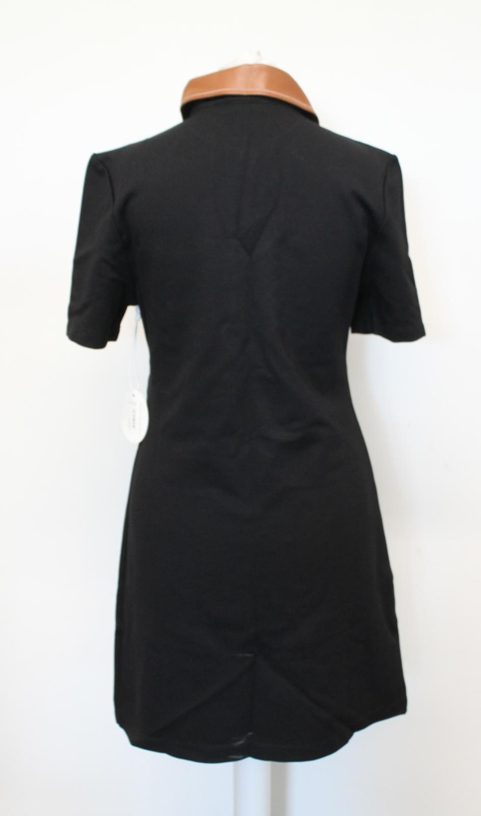 STAUD Ladies Jay Black Brown Contrast Collar Polo Shirt Mini Dress XS NEW