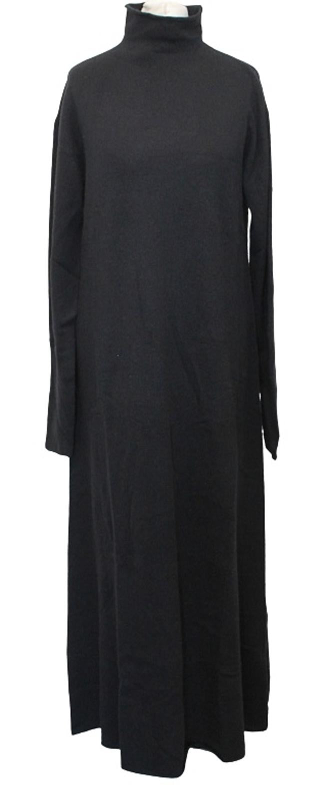 JIL SANDER Ladies Black High Neck Long Sleeve Cashmere Maxi Dress DE34 UK6 NEW
