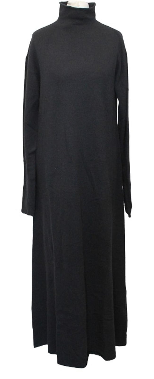 JIL SANDER Ladies Black High Neck Long Sleeve Cashmere Maxi Dress DE34 UK6 NEW
