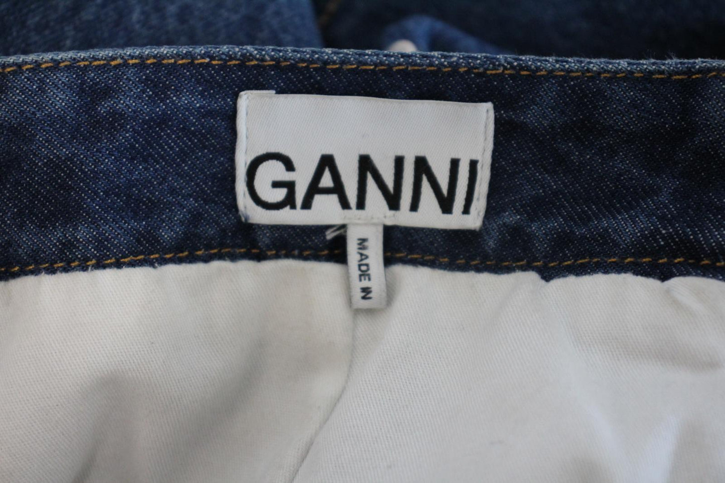 GANNI Ladies Mid Blue Organic Cotton Denim Studded Mini Skirt Size 34 UK6 NEW