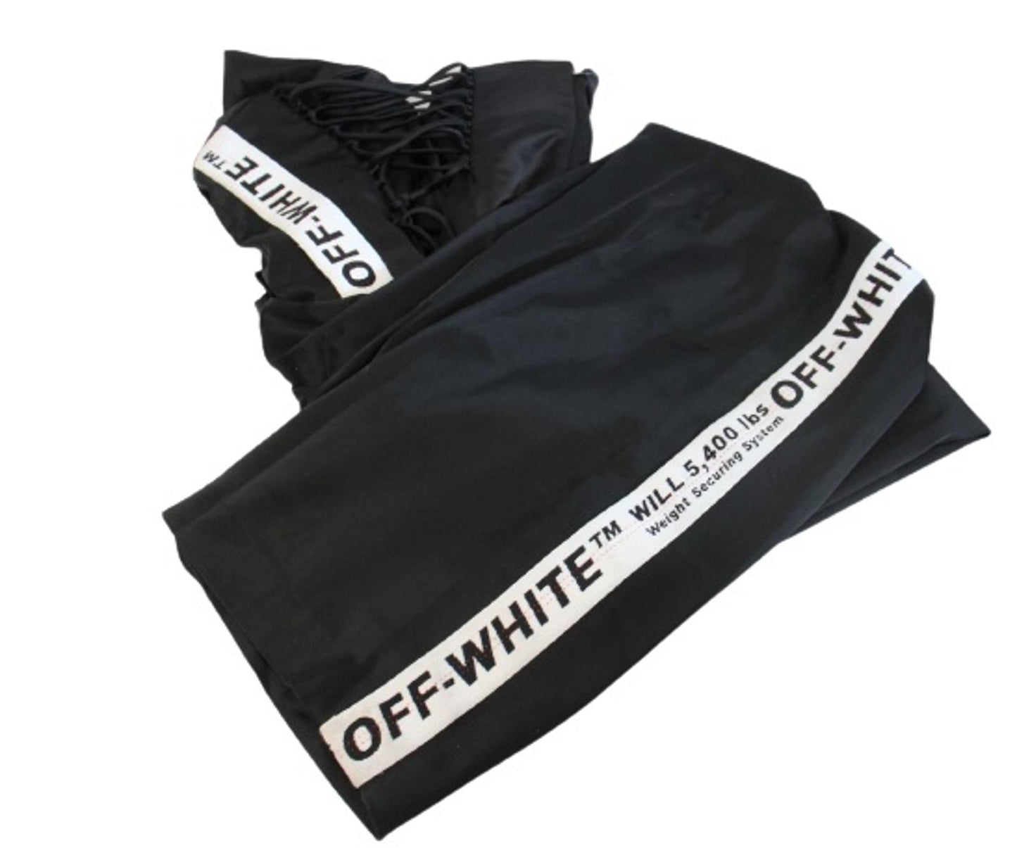 OFF-WHITE Ladies Black Drawstring Front Wide Leg Trousers Size 40 W26 L32 NEW
