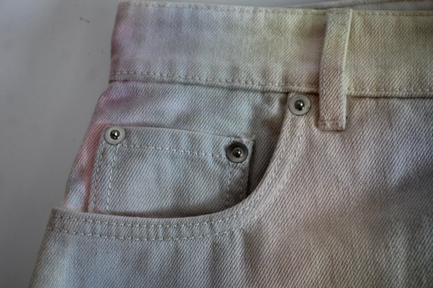 GANNI Ladies Multicoloured Rainbow Cotton Denim Mini Skirt Size 36 UK8 NEW