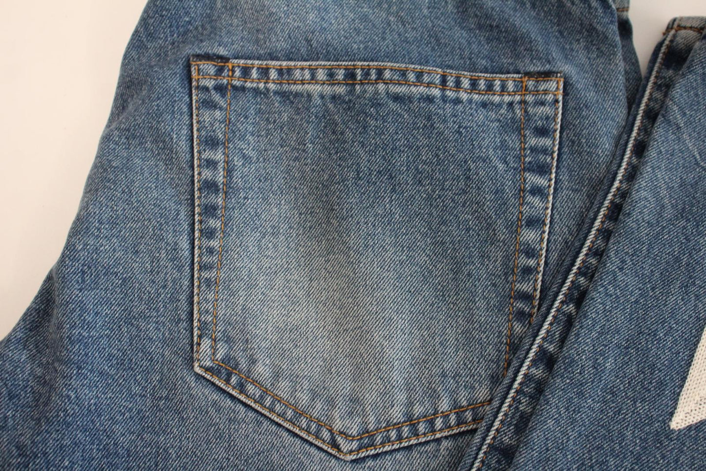 OFF-WHITE Men's Mid Blue Cotton Blend Denim Straight Leg Jeans W32 L32 NEW