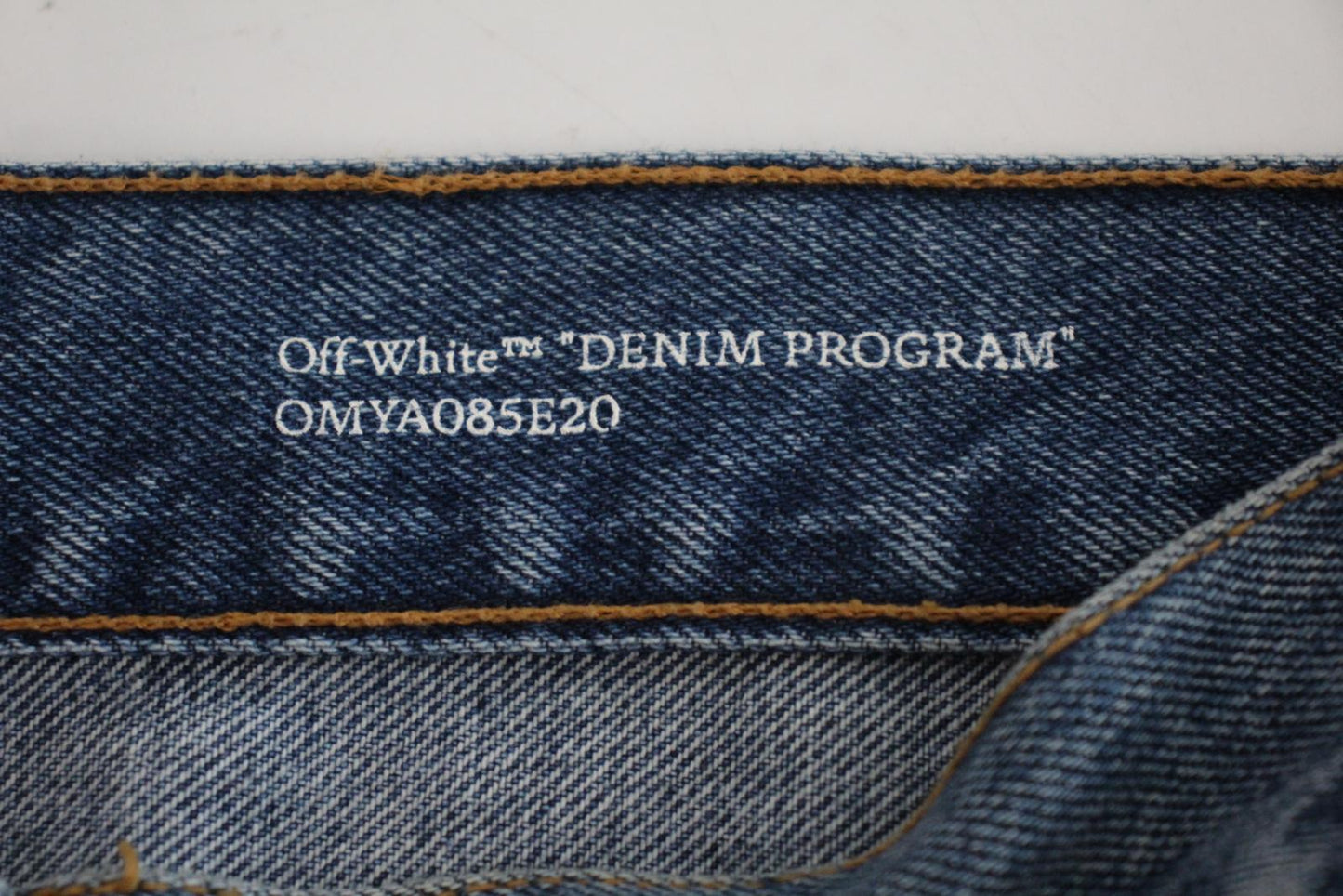 OFF-WHITE Men's Mid Blue Cotton Blend Denim Straight Leg Jeans W32 L32 NEW
