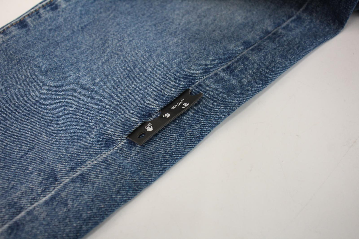 OFF-WHITE Men's Mid Blue Cotton Blend Denim Straight Leg Jeans W32 L32 NEW