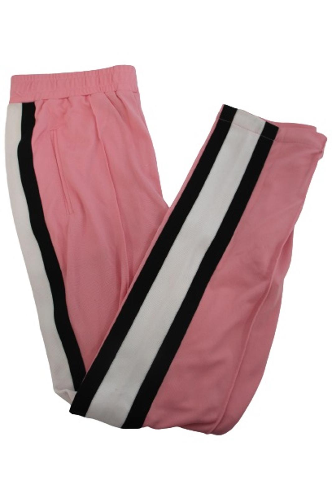 GANNI Ladies Pink Black & White Striped Leg Track Pants Size 36 UK10 NEW