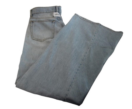 GANNI Ladies Bleached Cotton Wide Leg Sheldon Denim Jeans Size 27 W30 L32
