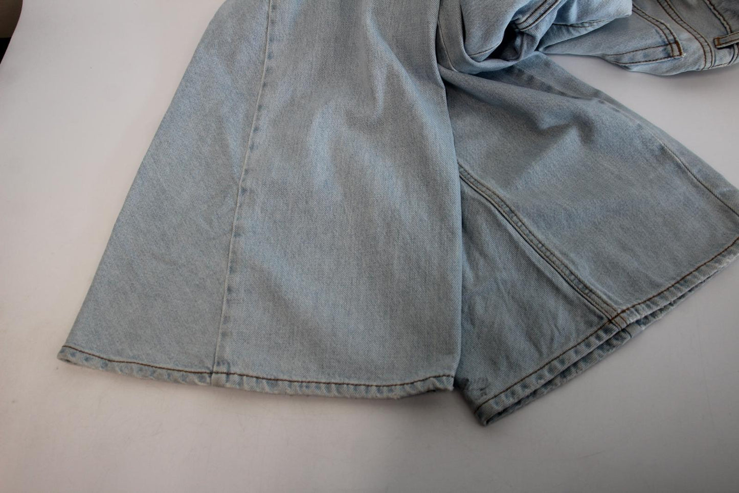 GANNI Ladies Bleached Cotton Wide Leg Sheldon Denim Jeans Size 27 W30 L32