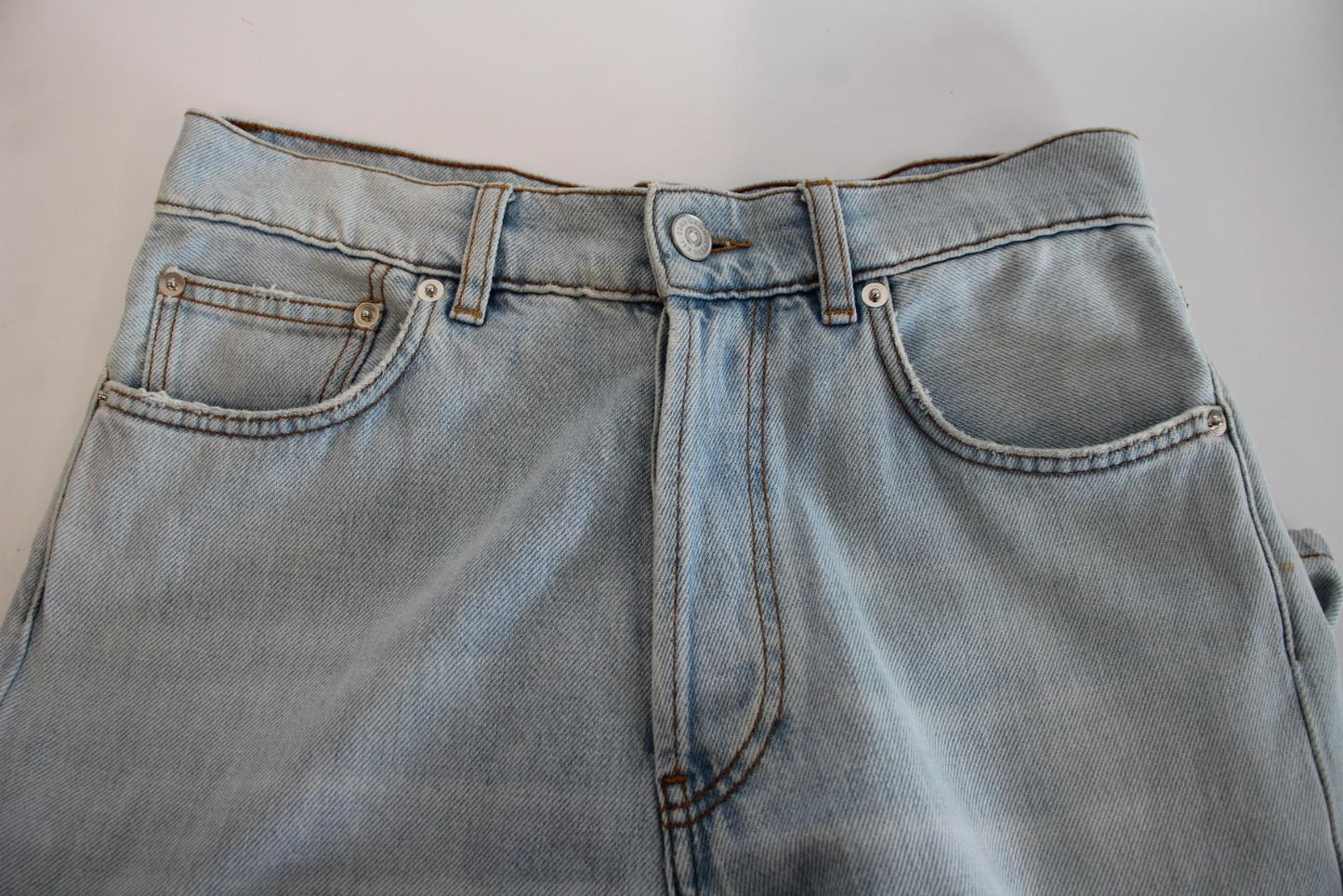 GANNI Ladies Bleached Cotton Wide Leg Sheldon Denim Jeans Size 27 W30 L32