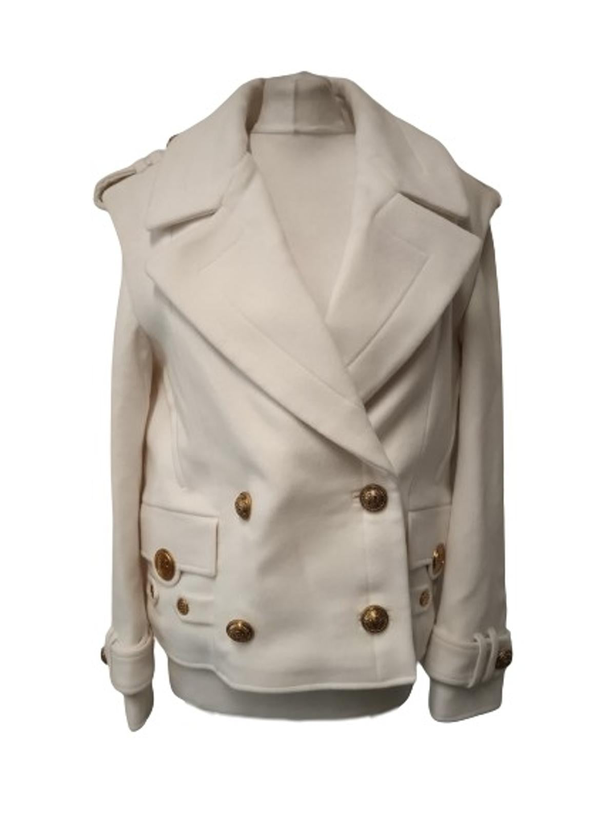 BALMAIN Ladies White Wool & Cashmere Blend Military Jacket FR38 UK10 NEW