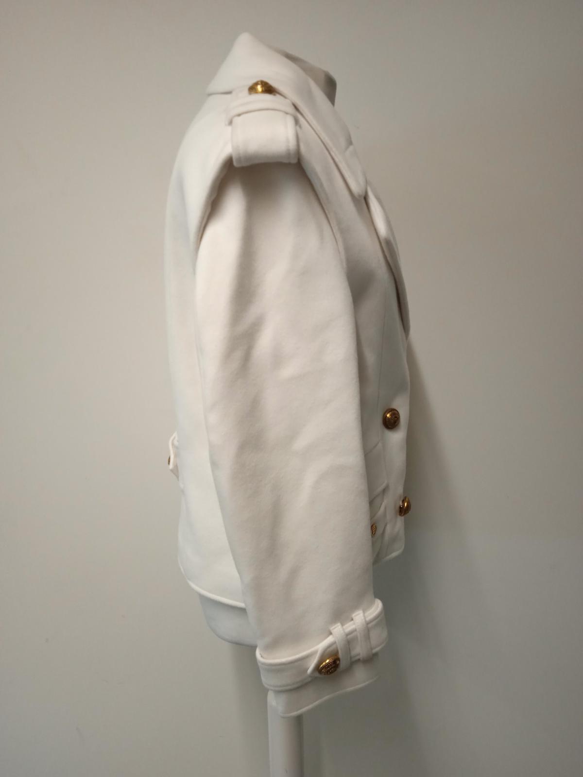BALMAIN Ladies White Wool & Cashmere Blend Military Jacket FR38 UK10 NEW