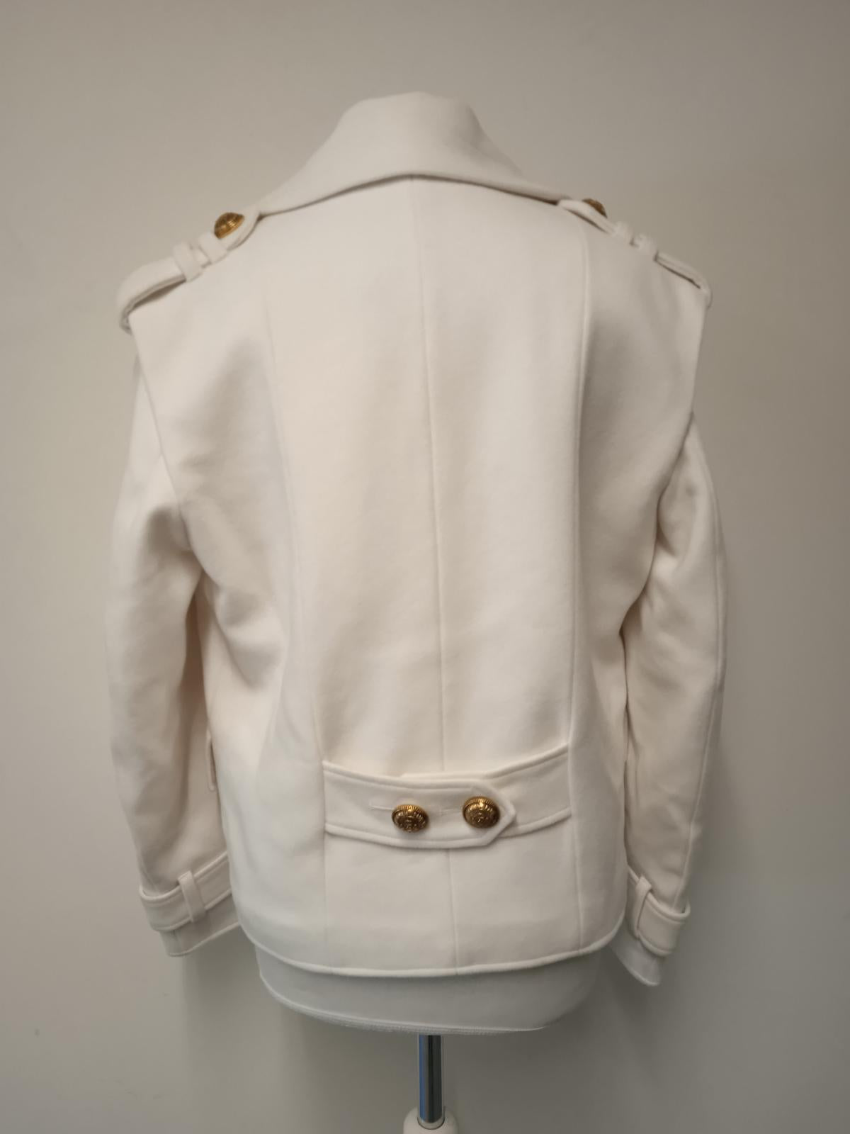 BALMAIN Ladies White Wool & Cashmere Blend Military Jacket FR38 UK10 NEW