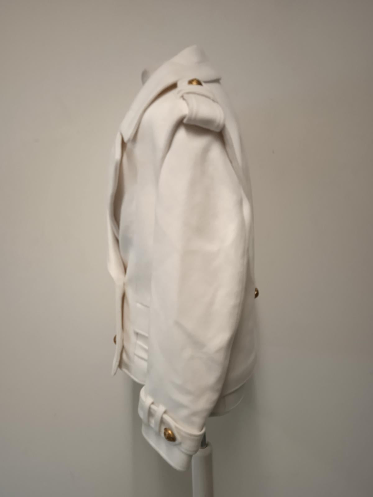 BALMAIN Ladies White Wool & Cashmere Blend Military Jacket FR38 UK10 NEW