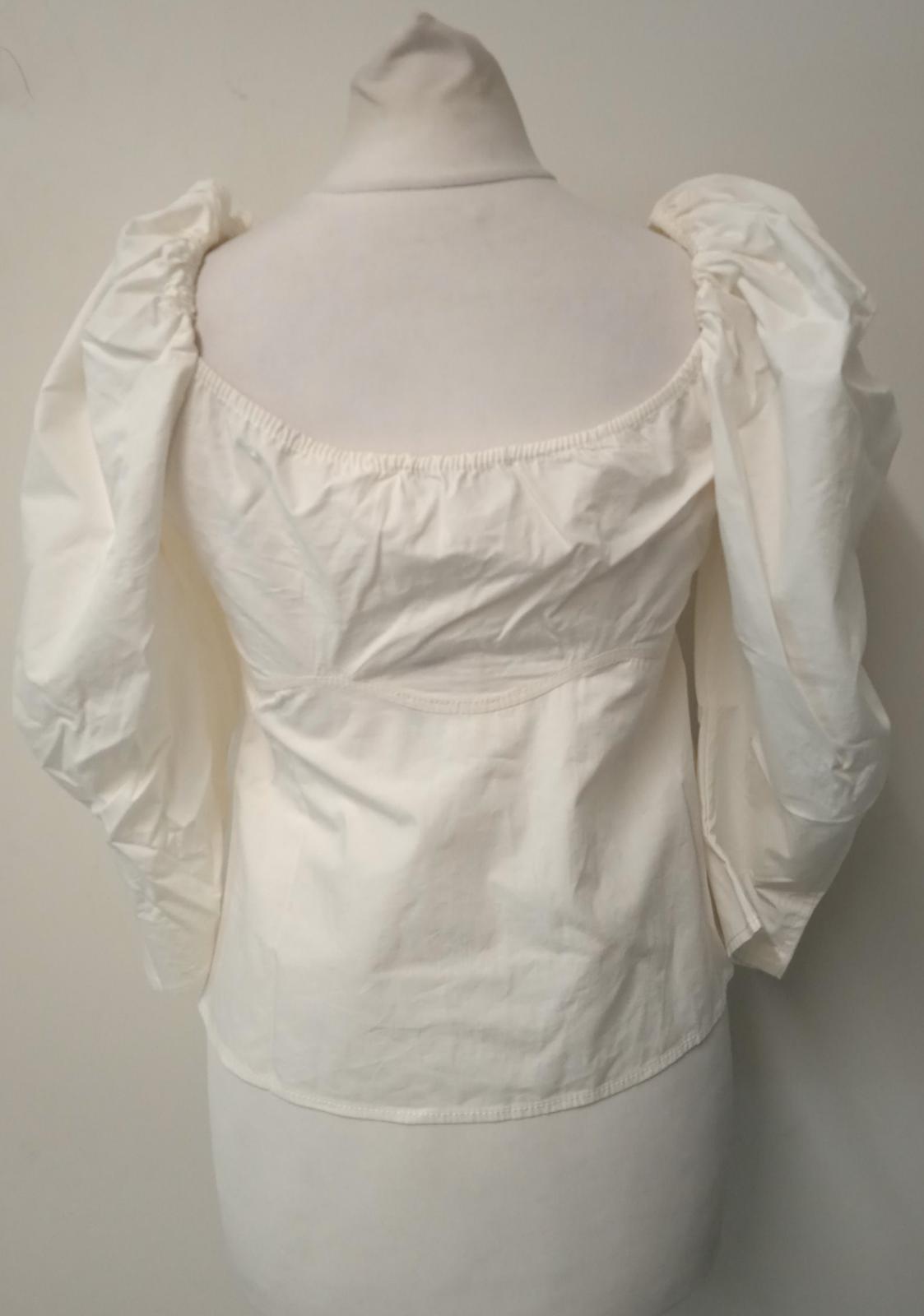 REJINA PYO Ladies White Cotton Puff Sleeve Anita Blouse Top Size UK8 NEW
