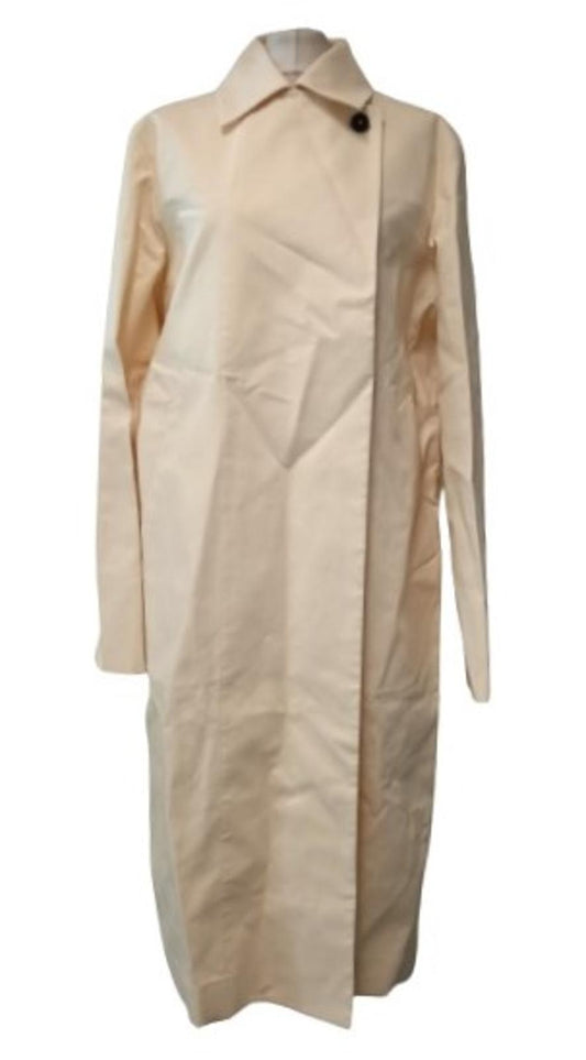 JIL SANDER Ladies Vanilla White Cotton Wide Wrap Oversized Coat EU38 UK10 NEW