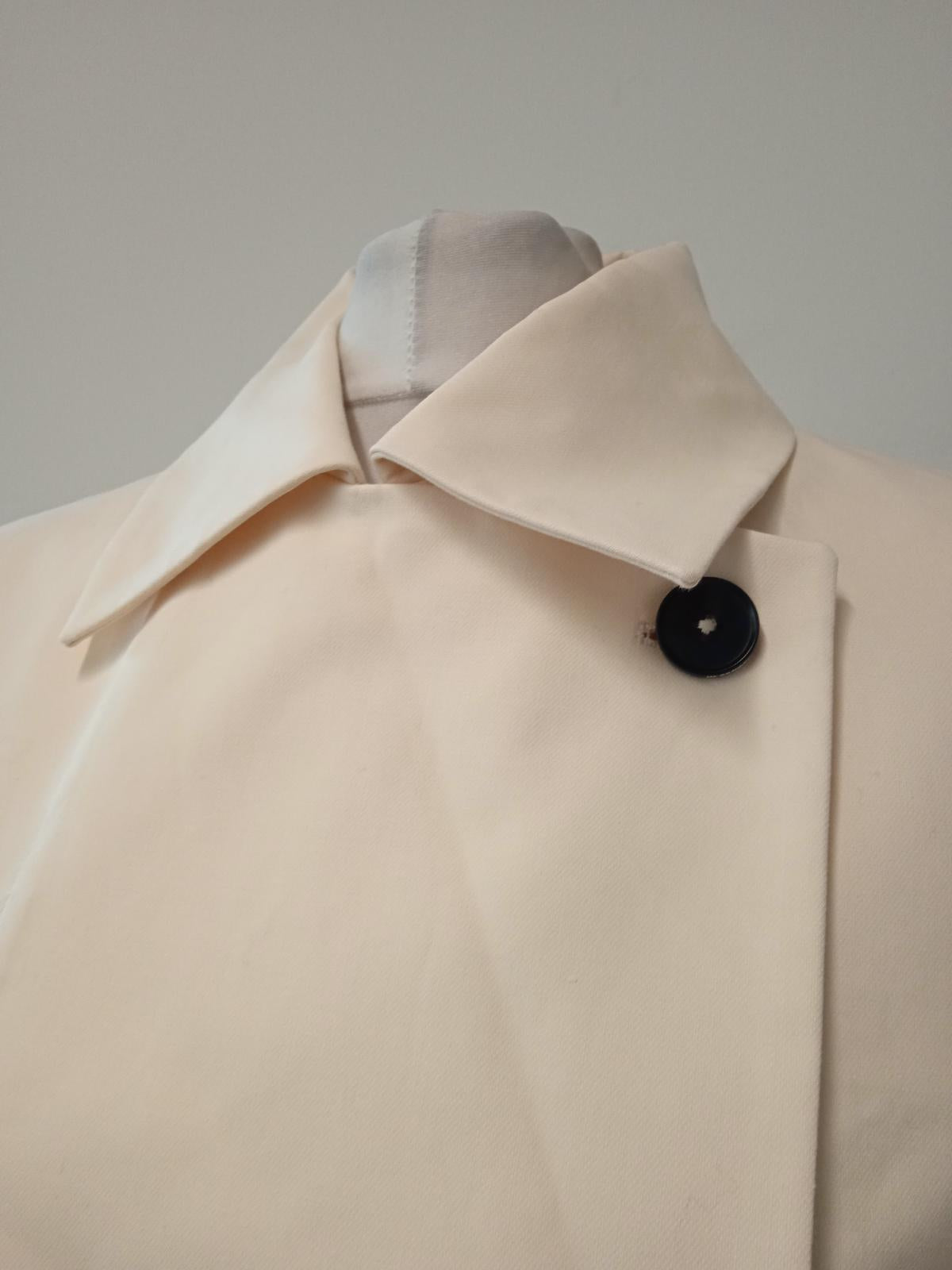 JIL SANDER Ladies Vanilla White Cotton Wide Wrap Oversized Coat EU38 UK10 NEW