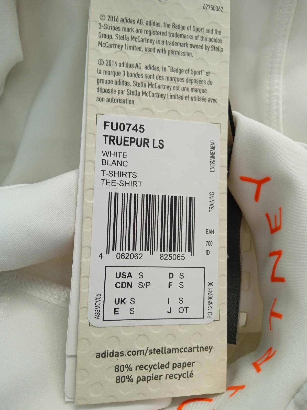STELLA MCCARTNEY Ladies White Long Sleeve Round Neck T-Shirt Size UK S NEW