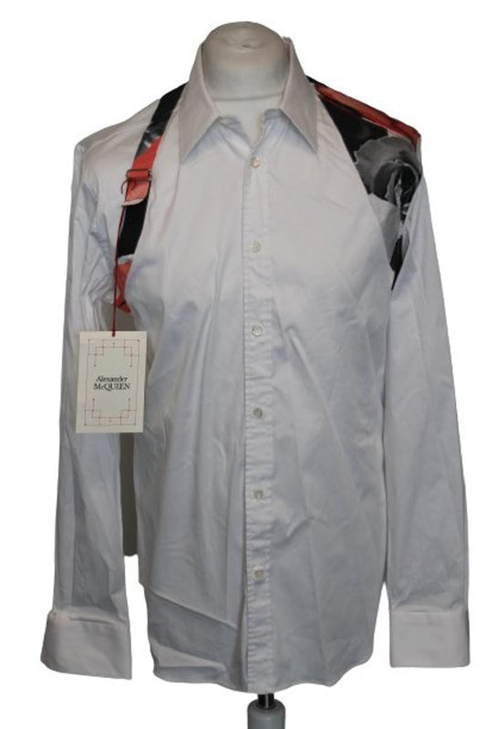ALEXANDER MCQUEEN Men's White Cotton Long Sleeve Button Down Shirt Size 16 BNWT