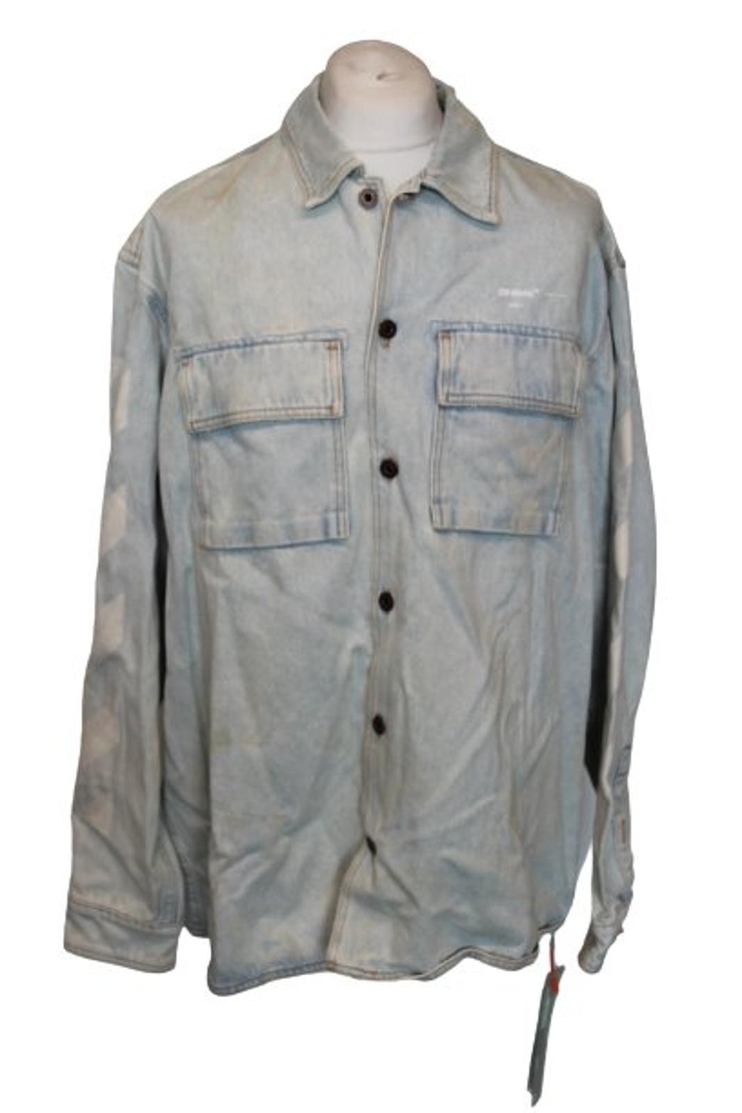 OFF-WHITE Men's Light Blue Wash Denim Jean Jacket Size L NEW