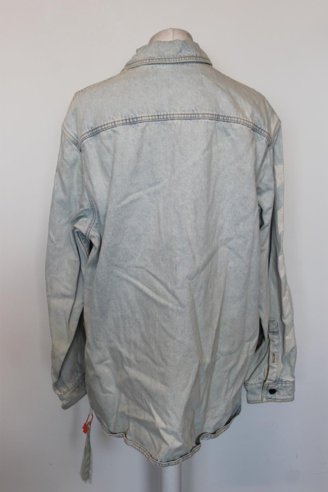 OFF-WHITE Men's Light Blue Wash Denim Jean Jacket Size L NEW