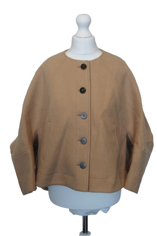 CHLOE Ladies Pearl Beige Cappa Short Cape Buttoned Jacket EU36 UK8 BNWT