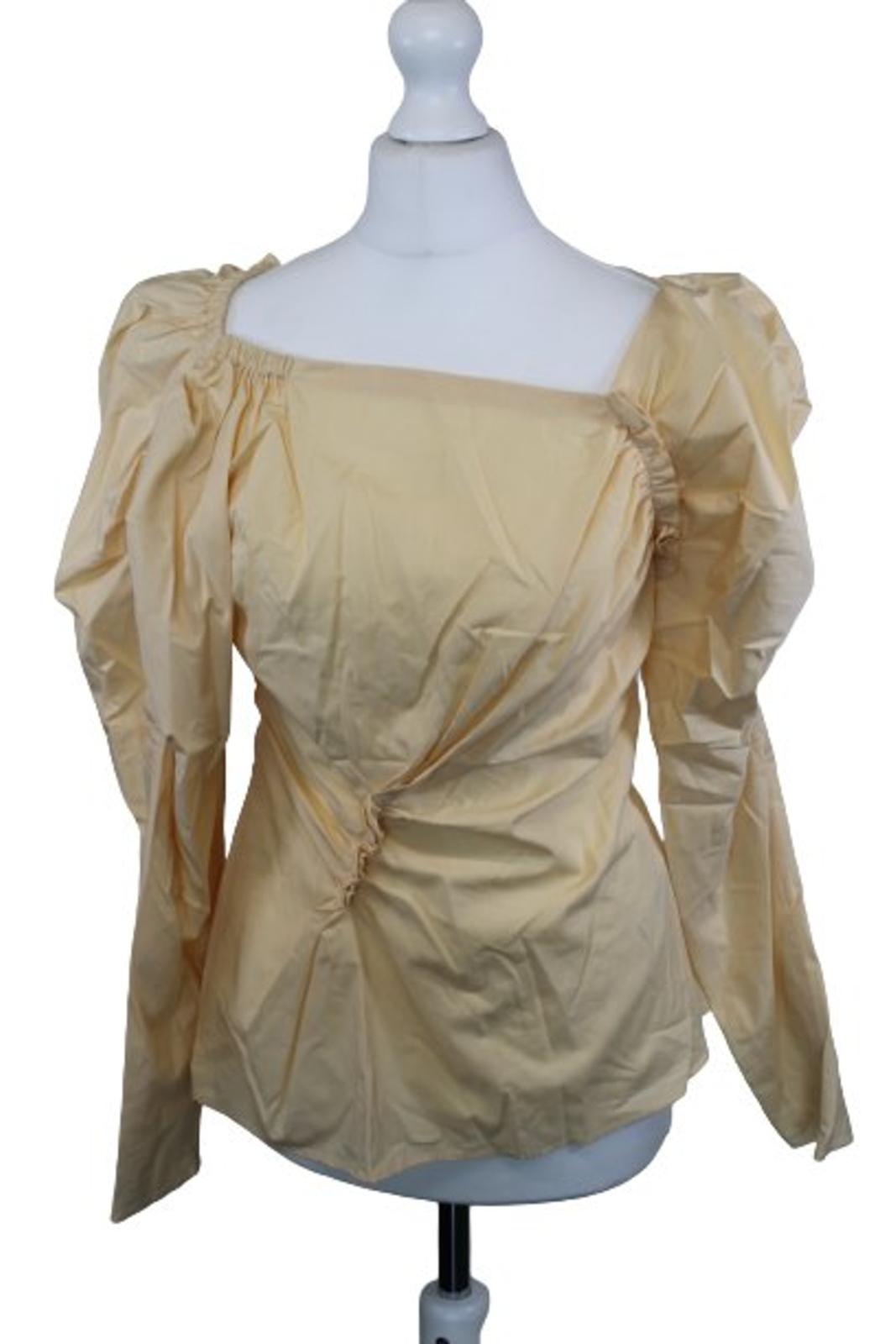 REJINA PYO Ladies Pale Yellow Organic Cotton Cassie Ruffled Blouse EU36 UK8 BNWT