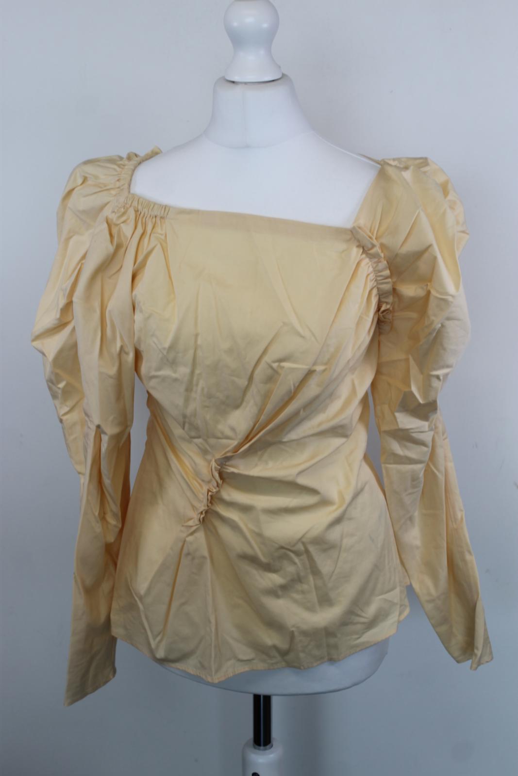 REJINA PYO Ladies Pale Yellow Organic Cotton Cassie Ruffled Blouse EU36 UK8 BNWT