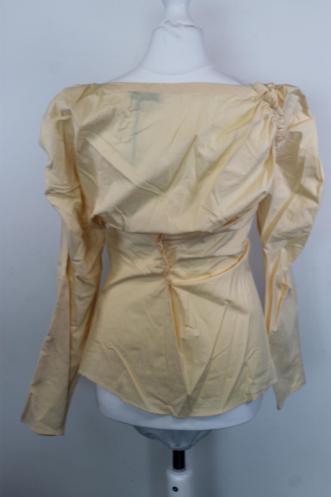 REJINA PYO Ladies Pale Yellow Organic Cotton Cassie Ruffled Blouse EU36 UK8 BNWT