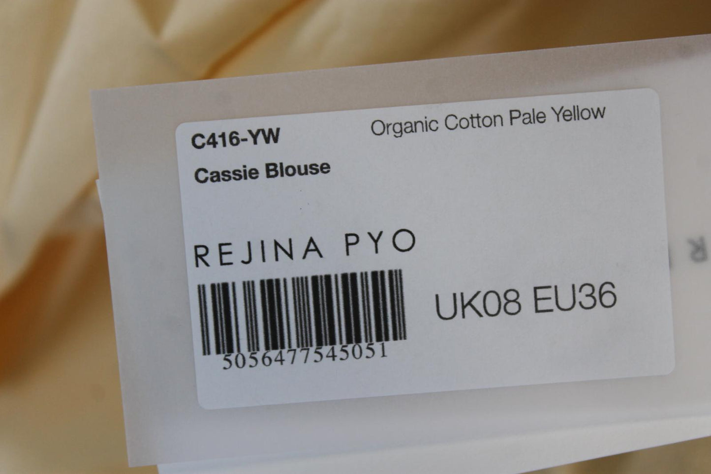 REJINA PYO Ladies Pale Yellow Organic Cotton Cassie Ruffled Blouse EU36 UK8 BNWT